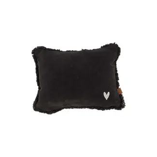Zusss Zusss kussen velvet zilver hartje 35x25cm antracietgrijs