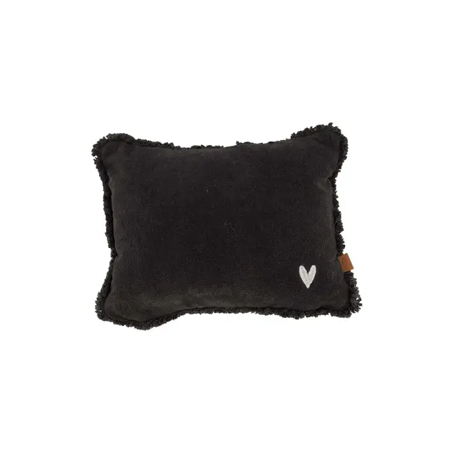 Zusss Zusss kussen velvet zilver hartje 35x25cm antracietgrijs