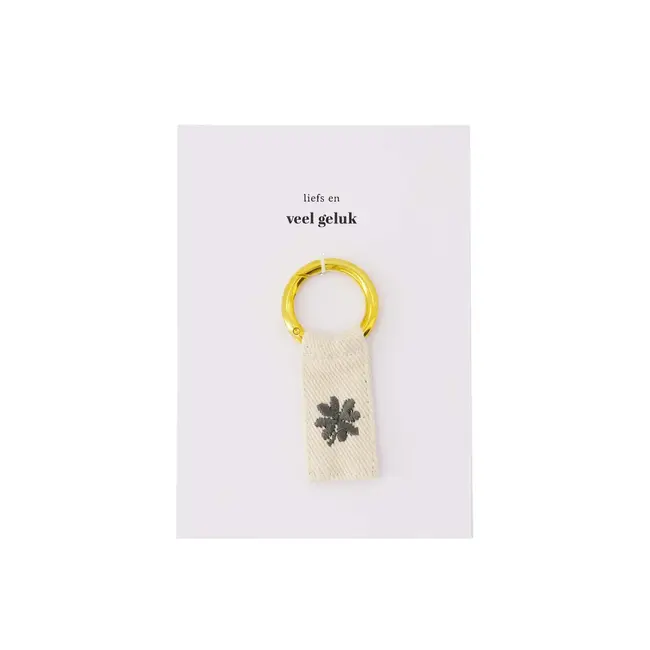 Zusss Zusss ansichtkaart sleutelhanger klavertje wit/groen