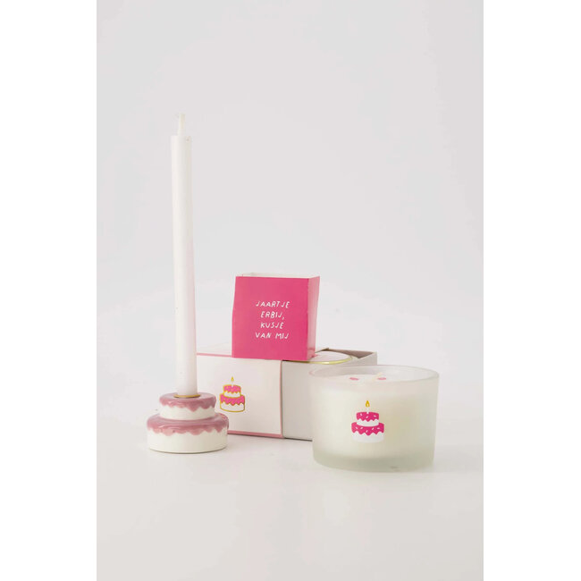 Zusss Zusss kandelaar keramiek taart wit/roze