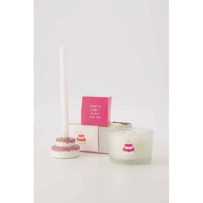 Zusss zusss geurkaarsje glas taart wit/roze