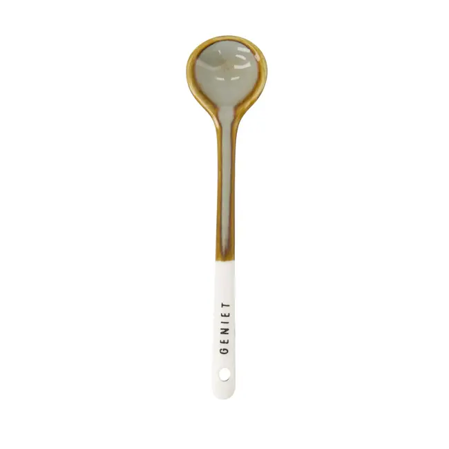 Zusss Zusss lepeltje keramiek geniet wit/grijsblauw