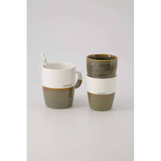 Zusss Zusss koffiemok geniet wit/donkergroen