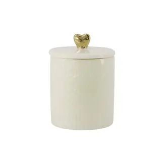 Zusss Zusss Geurkaars keramiek met deksel hartje M wit/goud