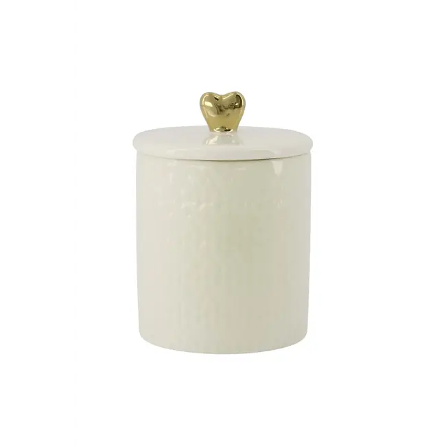 Zusss Zusss Geurkaars keramiek met deksel hartje M wit/goud
