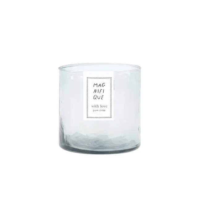 Zusss Zusss waxinelichthouder hammered glas M grijsblauw