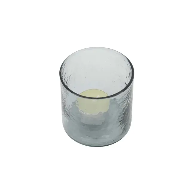 Zusss Zusss waxinelichthouder hammered glas M grijsblauw