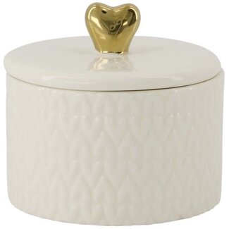Zusss Geurkaars keramiek met deksel hartje S wit/goud
