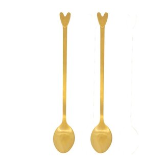 Zusss Zusss set van 2 lange lepels hartje goud