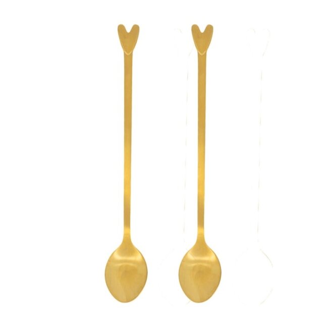 Zusss Zusss set van 2 lange lepels hartje goud