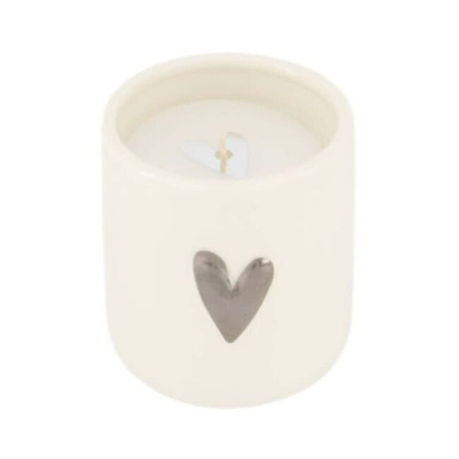 Zusss Zusss geurkaarsje keramiek hartje wit/zilver