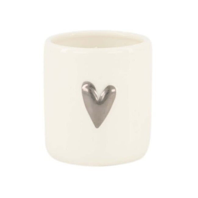 Zusss Zusss geurkaarsje keramiek hartje wit/zilver