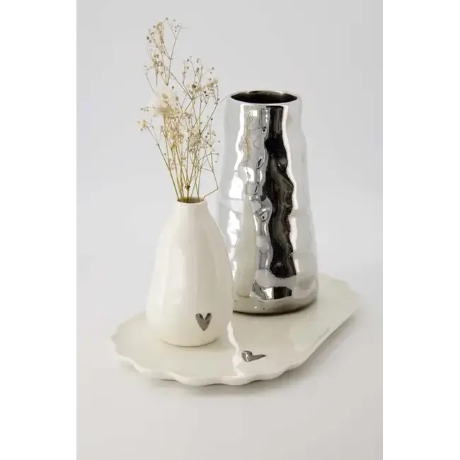 Zusss Zusss stylingbord keramiek hartje wit/zilver