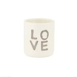Zusss Zusss geurkaars keramiek love wit/zilver