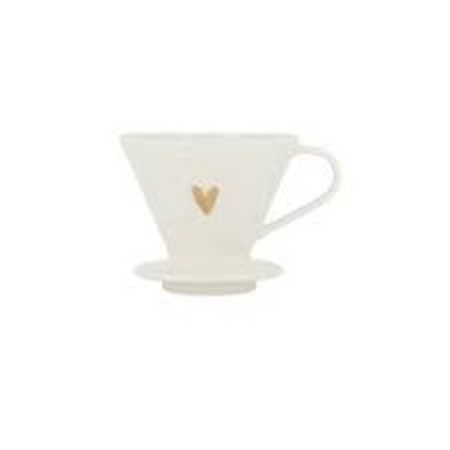 Zusss Zusss koffiefilterhouder keramiek hartje wit/goud