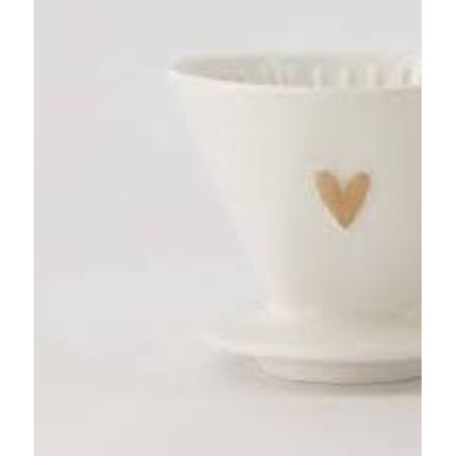 Zusss Zusss koffiefilterhouder keramiek hartje wit/goud