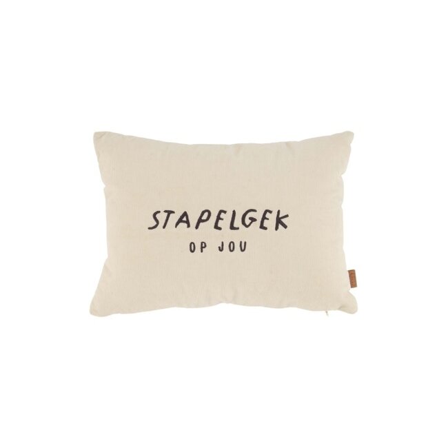 Zusss Zusss kussen corduroy stapelgek 35x25cm zand/antracietgrijs