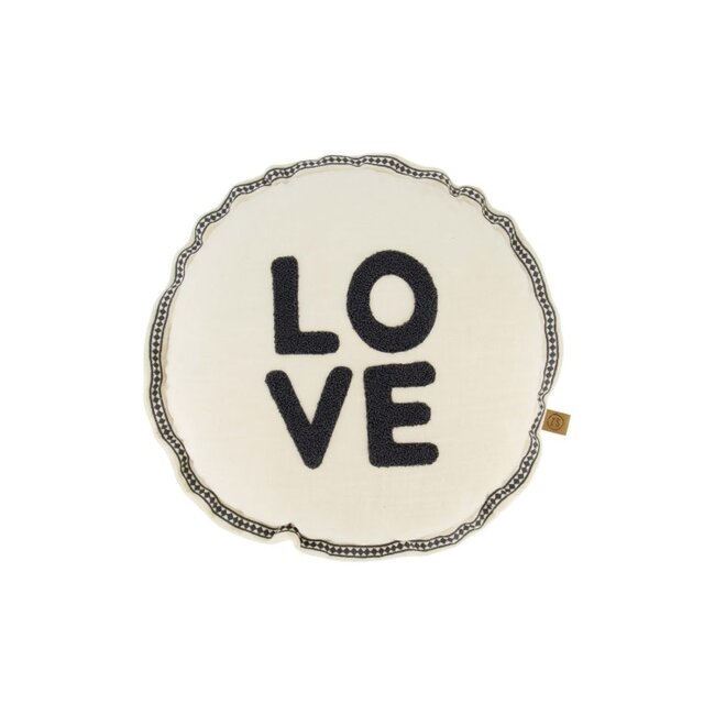 Zusss Zusss kussen rond love 45cm zand/antracietgrijs