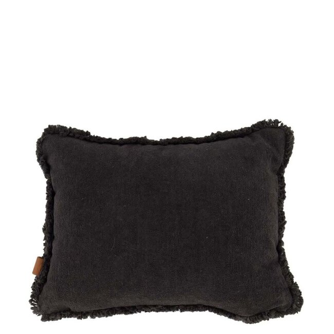 Zusss Zusss kussen velvet zilver hartje 35x25cm antracietgrijs