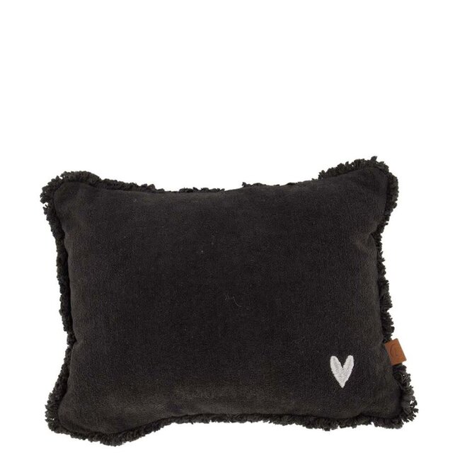 Zusss Zusss kussen velvet zilver hartje 35x25cm antracietgrijs