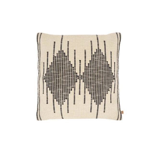 Zusss Zusss grof geweven kussen 60x60 antraciet/off white