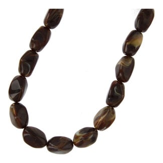 Zusss Fushi ketting acryl ovale kralen donkerbruin