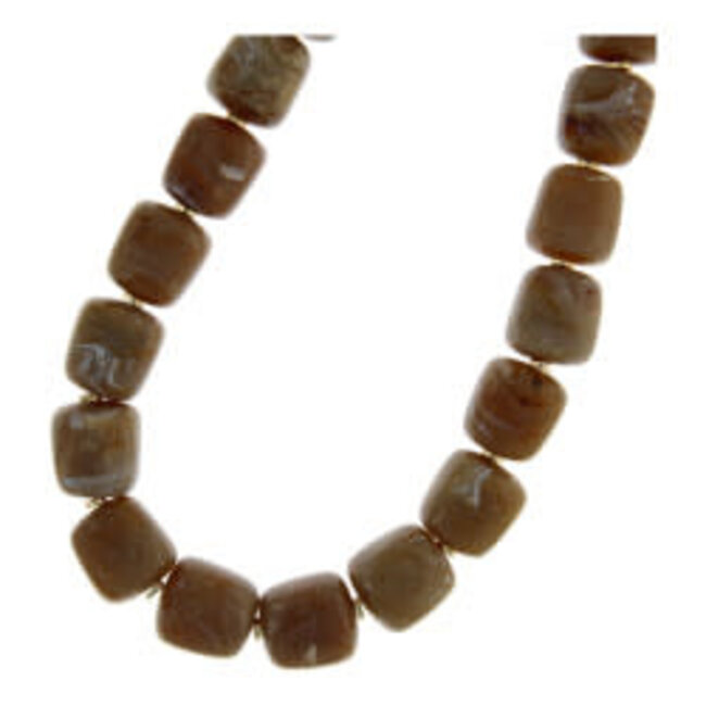 Fushi Fushi ketting acryl kralen vierkant bruin