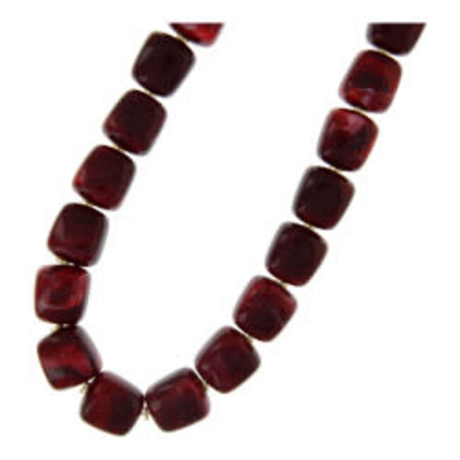 Fushi Fushi ketting acryl kralen vierkant bordeaux