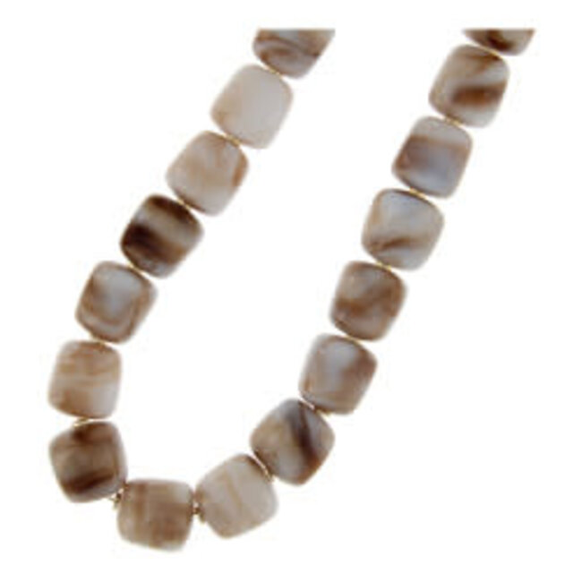 Fushi Fushi ketting acryl kralen vierkant beige