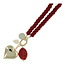 Fushi Fushi ketting glaskralen 6x8mm rood/bruin met clip en bedels