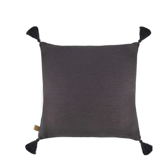 Zusss Zusss kussen bloemenprint 45x45 antraciet/off white