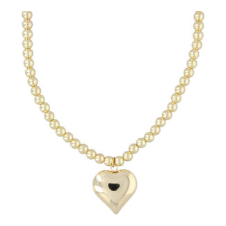 Fushi Fushi ketting verguld goud met metalen hart 6mm