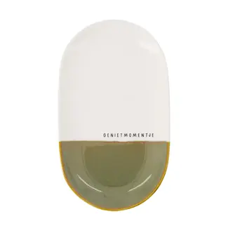 Zusss Zusss Serveerschaal genietmomentje wit/donkergroen