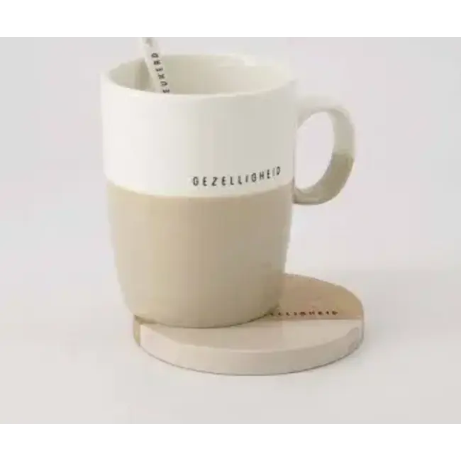 Zusss Zusss set van 2 onderzetters hout gezelligheid zand/naturel