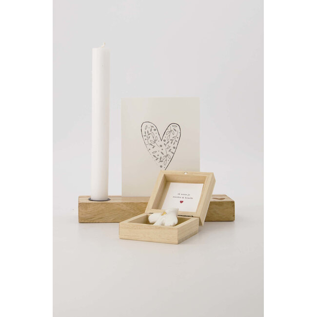 Zusss doosje hout met vogeltje wit/goud