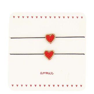 Zusss Zusss Kaart Vriendschapsarmbandjes Hartje Wit Rood