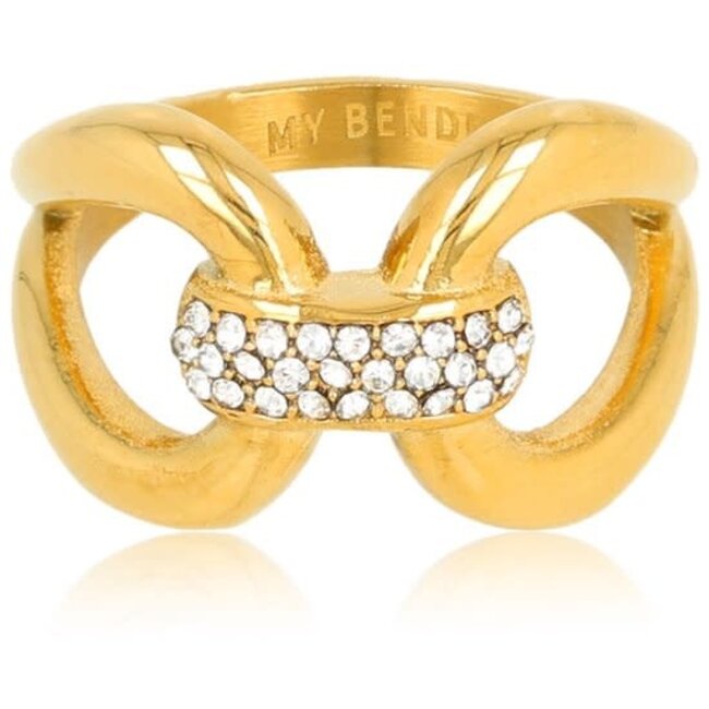 My bendel MB37156 -  My Bendel gouden ring stainless steel – elegante ring met zirkonia