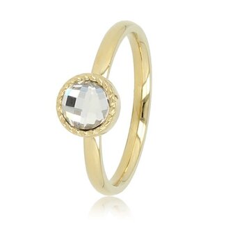 My bendel PO4007 - My bendel - Gouden ring - kristal glassteen - twisted randje