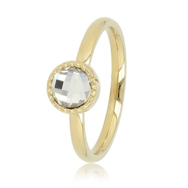 My bendel PO4007 - My bendel - Gouden ring - kristal glassteen - twisted randje