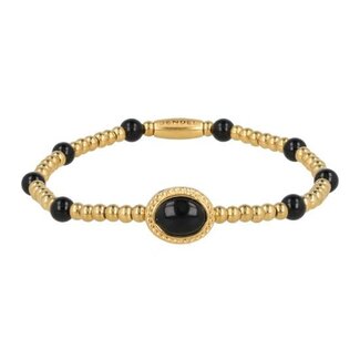 My bendel MB3528 - My Bendel - Gouden armband met Onyx kralen