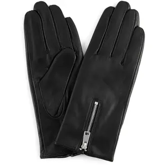 Depeche DEPECHE - LEATHER GLOVES DECORATED WITH ZIPPER - BLACK