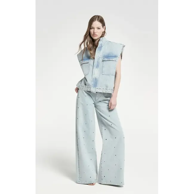 Homage HOMAGE - PALAZO JEANS WITH EYELETS - VINTAGE BLUE