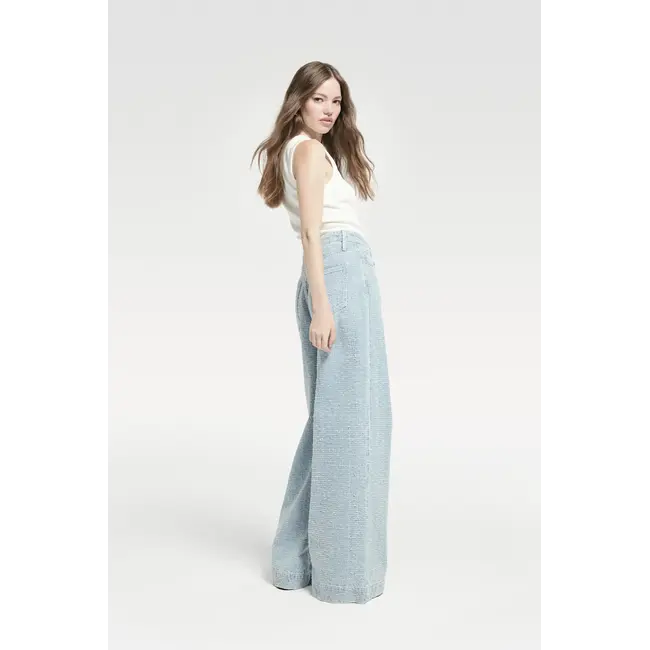 Homage HOMAGE - WIDE LEG JEANS WITH ALLOVER DISTRESSED - CLEAR BLUE