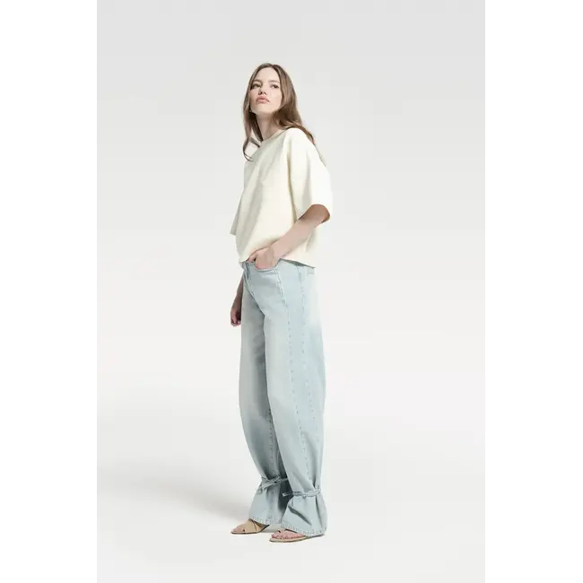 Homage HOMAGE - TAILORED STRAIGHT JEANS WITH KNOT DETAIL -  LIGHT VINTAGE