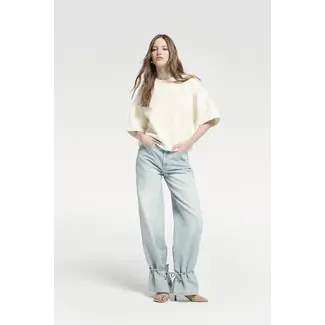 Homage HOMAGE - TAILORED STRAIGHT JEANS WITH KNOT DETAIL -  LIGHT VINTAGE