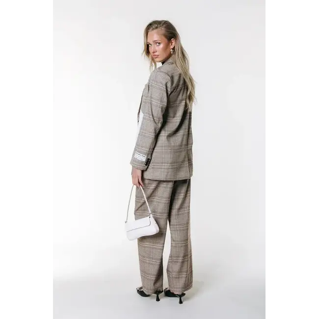 Colourful Rebel COLOURFUL REBEL - PARIS CHECK PATCH BLAZER - MEDIUM BROWN