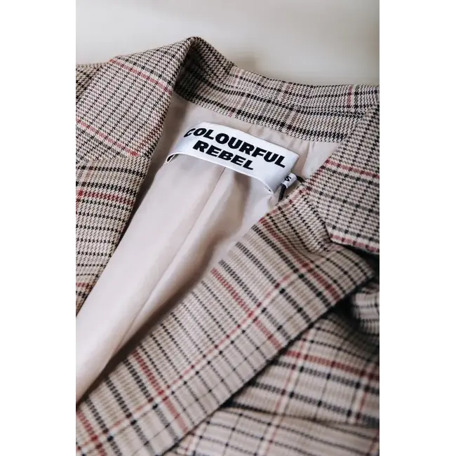 Colourful Rebel COLOURFUL REBEL - PARIS CHECK PATCH BLAZER - MEDIUM BROWN