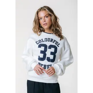 Colourful Rebel COLOURFUL REBEL - CR 33 DROPPED SHOULDER SWEAT - OFF WHITE