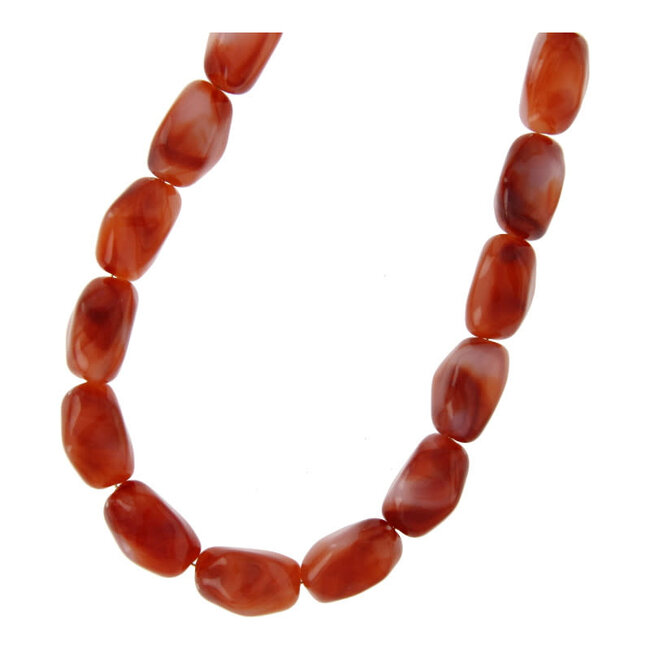 Fushi FUSHI - KETTING ACRYL OVAAL KRALEN - ROEST