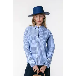 Colourful Rebel COLOURFUL REBEL - TALIA STRIPED BLOUSE - WHITE/BLUE